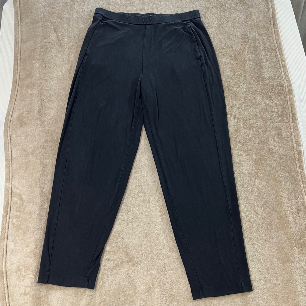 Eileen Fisher pants womens size M Black Tencel Lyocell Blend Cropped